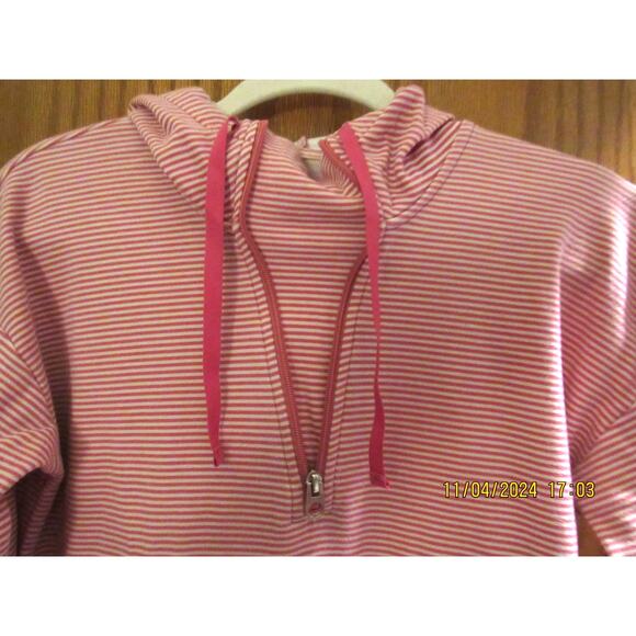 Pink/White Stripe Knit Hooded Top - Croft & Barrow Small - Picture 4 of 5